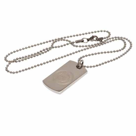 Manchester City FC Engraved Crest Dog Tag & Chain