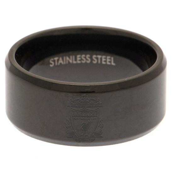 Liverpool FC Black IP Ring - Medium, Front View