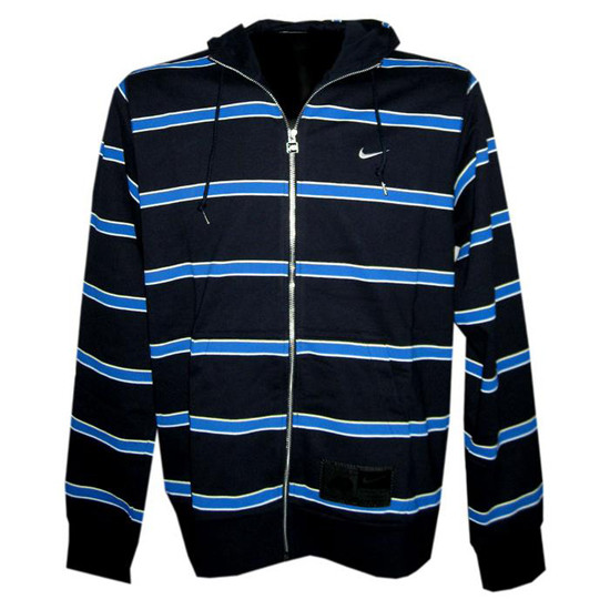 hoody full zipper top stripe - mens - navy