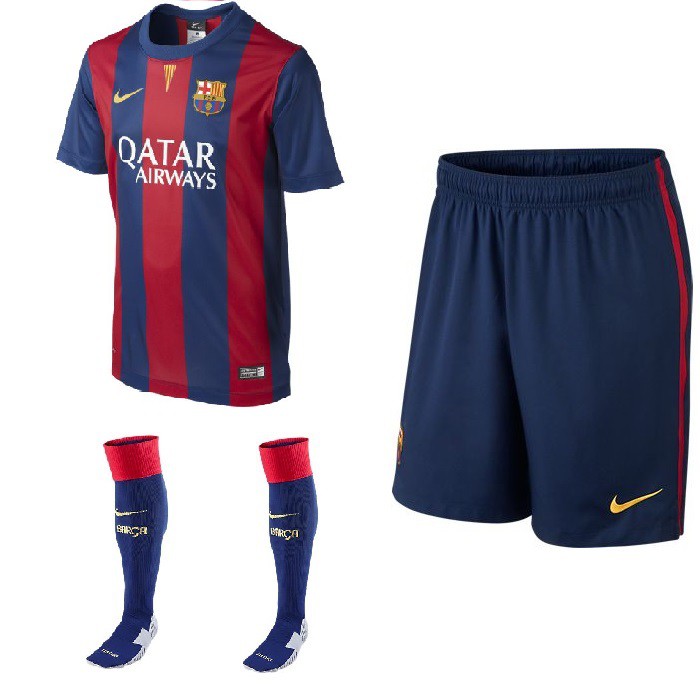 Nike FC Barcelona Home Kit 2014/15 Youth Short Sleeve Jersey, Socks