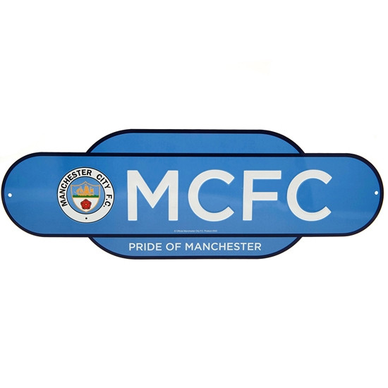 Manchester City FC Colour Retro Sign - Front View