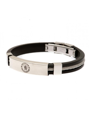 Chelsea FC Silver Inlay Silicone Bracelet - Front View