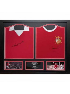 Manchester United FC Charlton & Law Signed Shirts (Dual Framed)