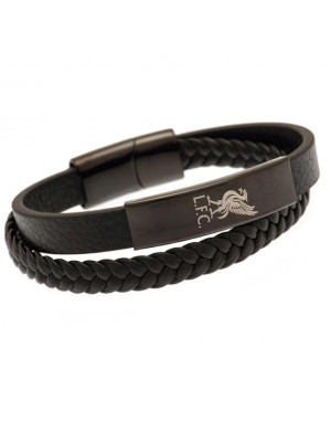 Liverpool FC Black IP Leather Bracelet - Official Club Accessories