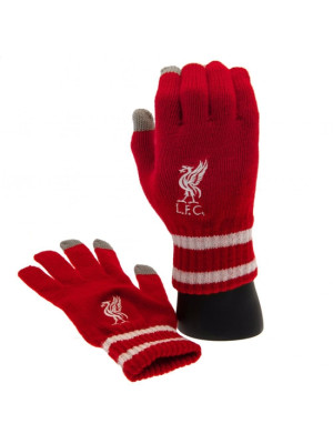 Liverpool FC Touchscreen Knitted Gloves Youths RD - Front View