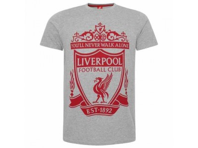 Liverpool FC Crest T Shirt Mens Grey S