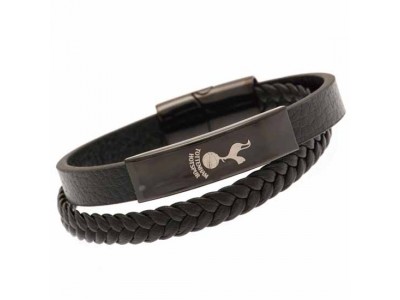 Tottenham Hotspur FC Black IP Leather Bracelet