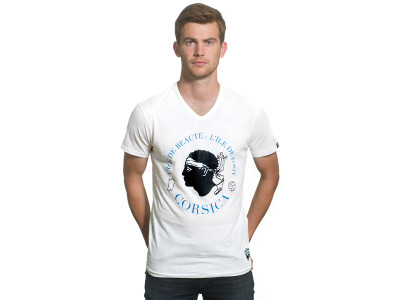 Corsica Vintage V-Neck White T-Shirt