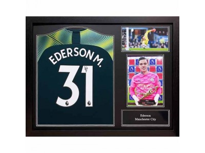 Manchester City FC Ederson Signed Shirt (Framed)