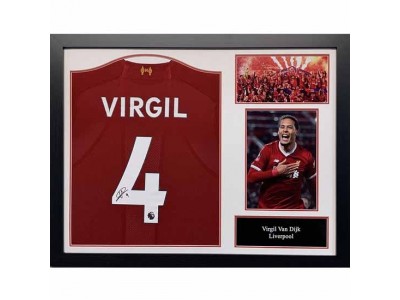 Liverpool FC Van Dijk Signed Shirt (Framed)