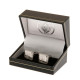 Stainless Steel Cufflinks with MCFC Crest and Stylish Grid Pattern