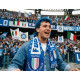 Napoli fan wearing the Forza Napoli scarf - Campione 1990