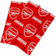 Football-inspired gift wrap featuring Arsenal FC logo and text