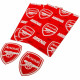 Arsenal FC crest patterned gift wrap with textual elements